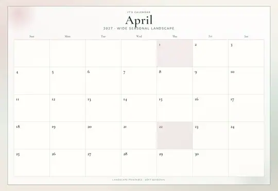 Printable April 2027 calendar — It's Calendar — Landscape Soft template Printable April 2027 calendar — It's Calendar — Landscape Soft template