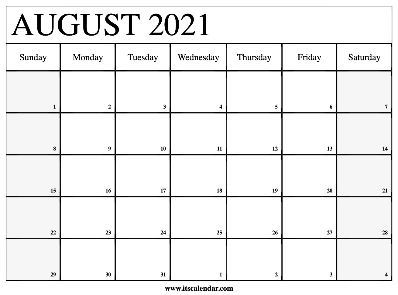 free printable august 2021 calendar