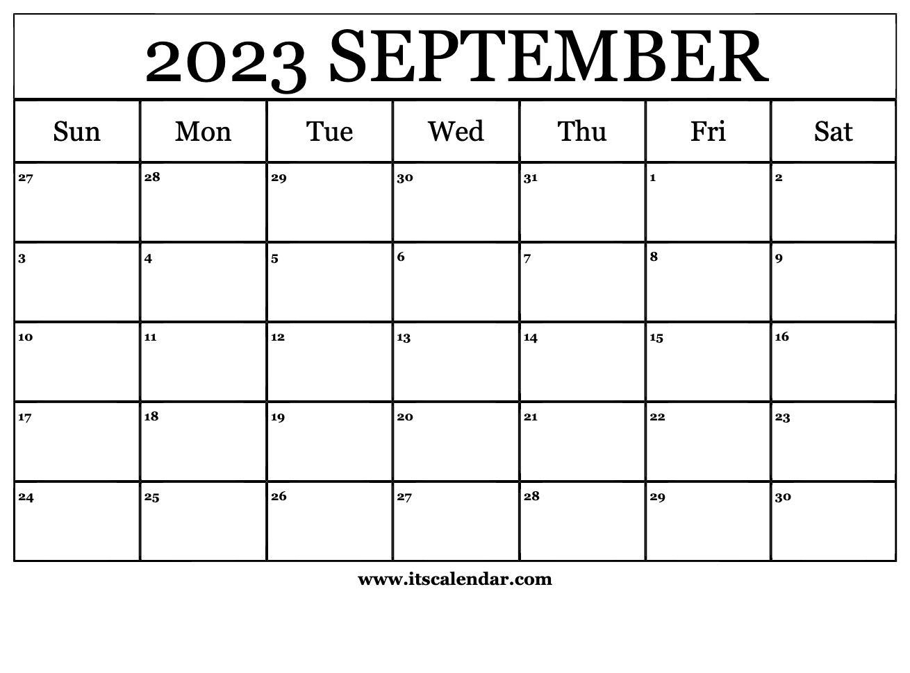 September Calendar 2023 Print Free